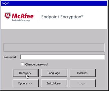 mcafee drive encryption password reset.